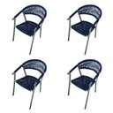 Ver imagem 1 de Kit 4 Cadeiras Decorativa Joana em Corda Náutica e Base em Alumínio Cinza /azul Marinho