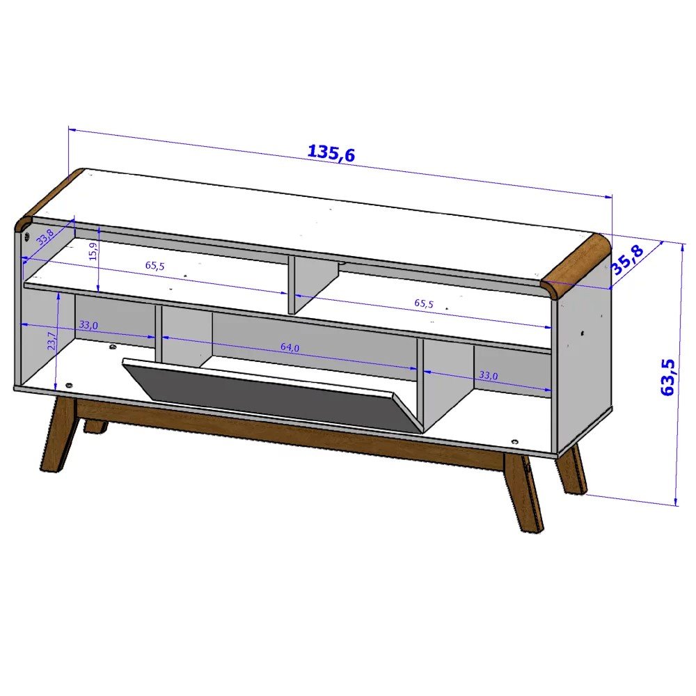 Rack Bancada Para TV Até 55 Pol. Lazuli Off White/Rattan - Bechara - 4