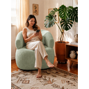 Ver imagem 2 de Kit 4 Poltrona Orgânica Chloe Boucle Verde Redonda Decorativa com Almofada Plumante - Arkell