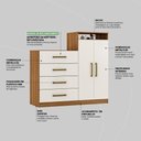 Ver imagem 2 de Comoda Áurea 2 Portas 4 Gavetas Amêndola Touch Off White - Demóbile