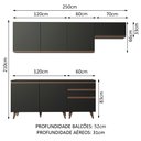 Ver imagem 4 de Armário de Cozinha Completa 250cm Preto Reims Madesa 02