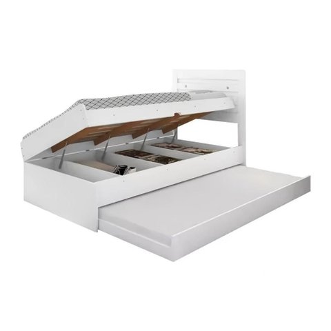 Cama Baú Framar Móveis Larissa Solteiro Cor Branco