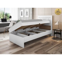 Cama Baú Framar Móveis Larissa Solteiro Cor Branco - 3 Cama Baú Framar Móveis Larissa Solteiro Cor Branco - 3