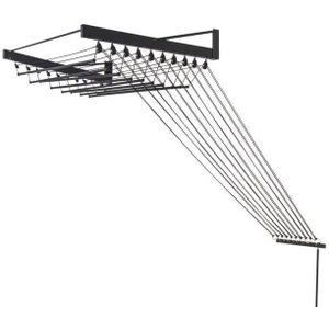 Varal Individual de Parede 10 Varetas Preto 100 Cm