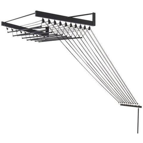 Varal Individual de Parede 10 Varetas Preto 100 Cm