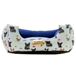 Cama para Cachorro Quadrada Impermeavel Luppet Azul Buldog M - 1