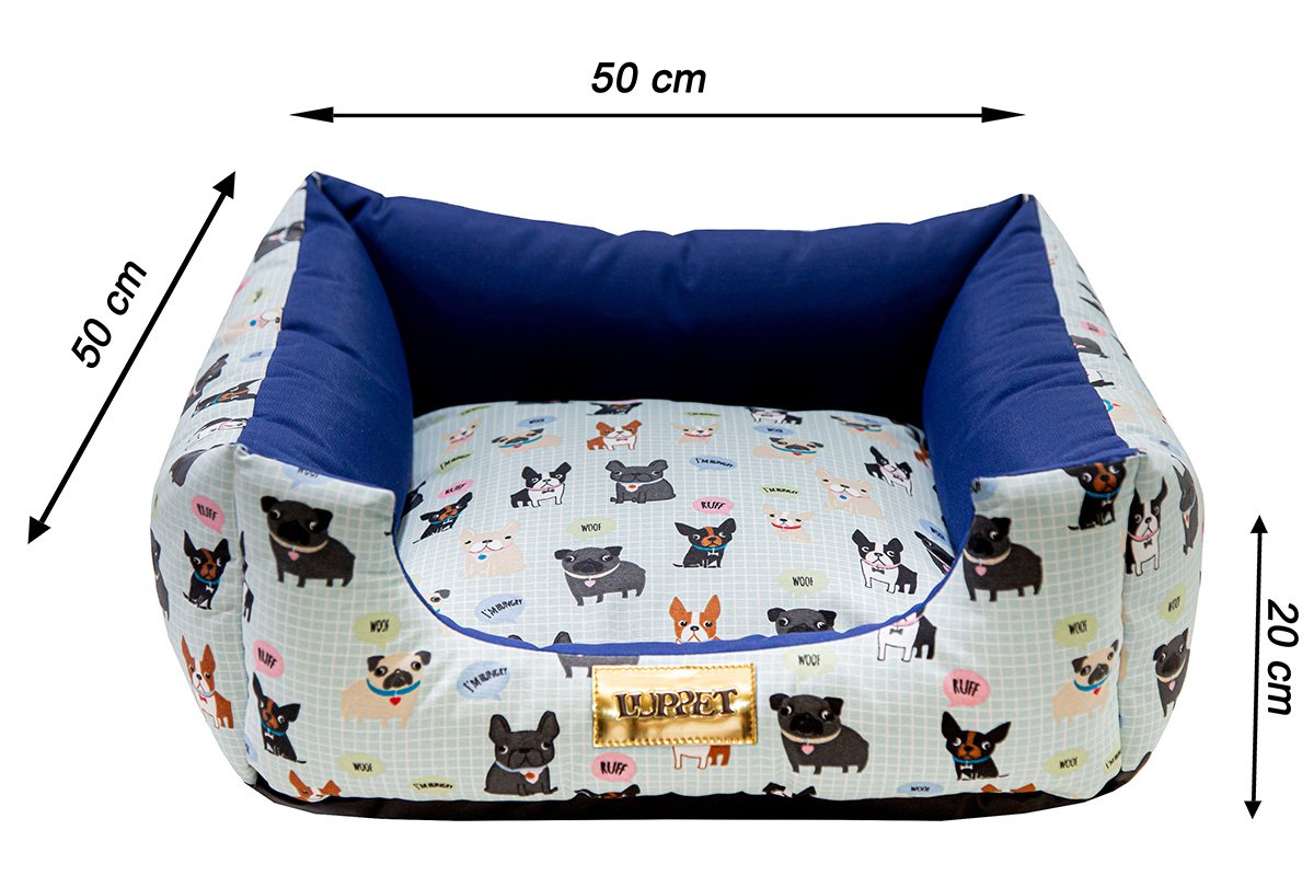 Cama para Cachorro Quadrada Impermeavel Luppet Azul Buldog M - 6