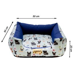 Cama para Cachorro Quadrada Impermeavel Luppet Azul Buldog M - 6