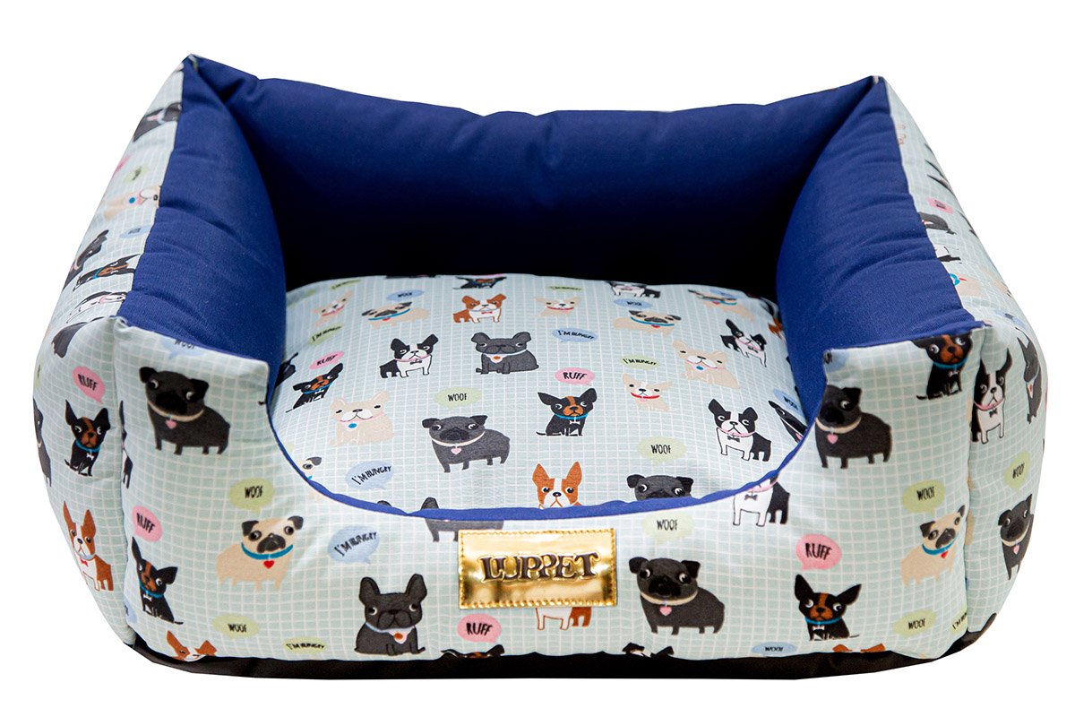 Cama para Cachorro Quadrada Impermeavel Luppet Azul Buldog M - 2