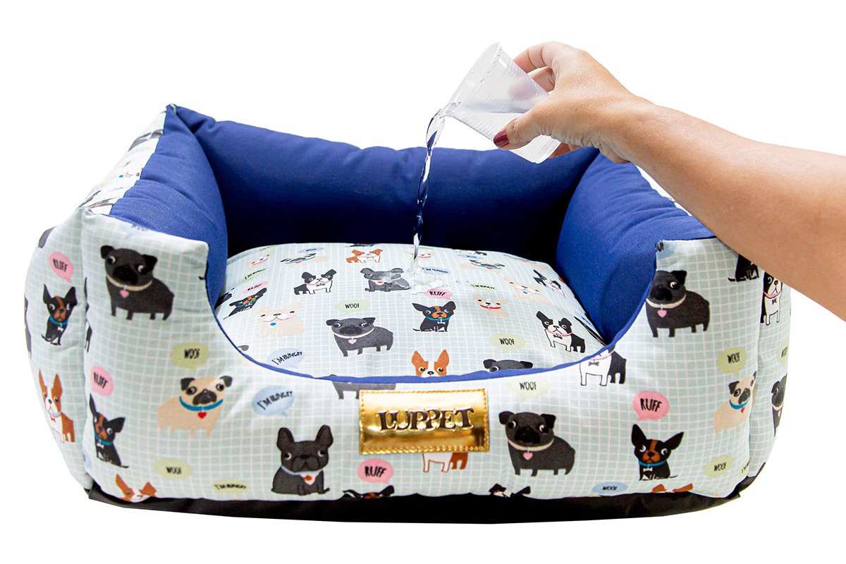 Cama para Cachorro Quadrada Impermeavel Luppet Azul Buldog M - 5