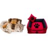 Cama caminha para pet cachorro gato vermelho e preto (P) - 1