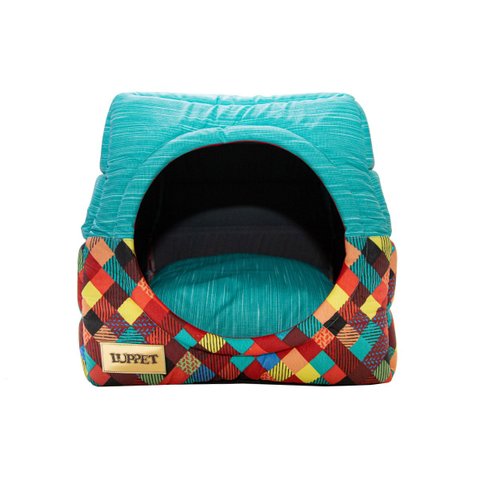 Cama Luppet e Toca Iglu Impermeável para Cachorro Verde M