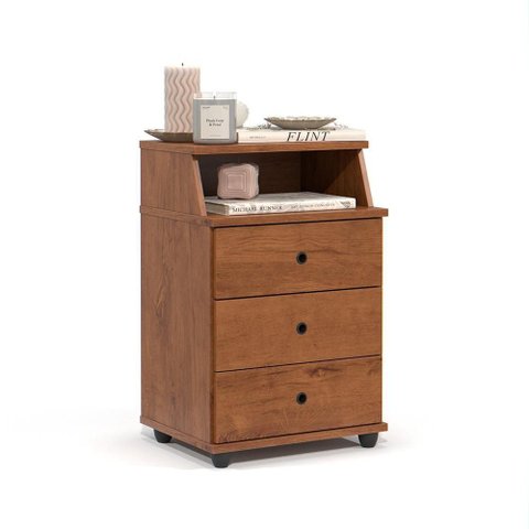Mesa de Cabeceira Luxo New 3 Gavetas Freijó – EJ Móveis