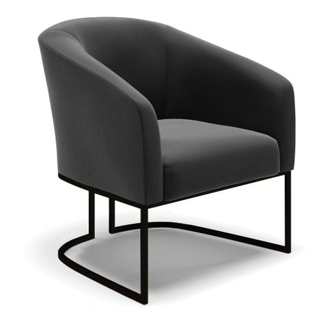 Cadeira Sala de Jantar Base Industrial Preto Stella Suede D03 - D\'rossi Cor Preto