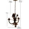Lustre para Varanda com Flores Artesanal Rustico Decorativo - Verniz - 2