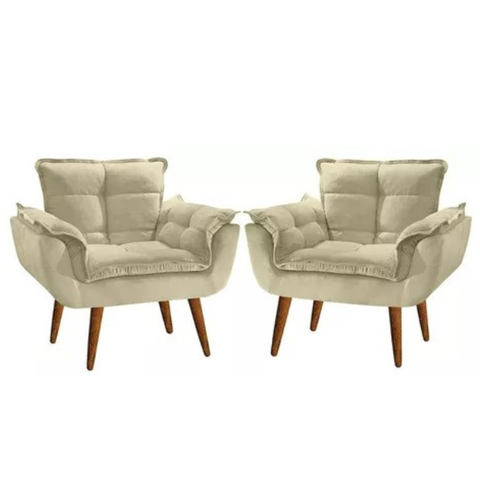 Kit 2 Poltronas Decorativa Recepção Clinica Opala Suede - Twdecora