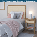 Ver imagem 4 de Kit Mesa e Cabeceira Solteiro Oslo Artesano MDP Hanover Palha Sintética 1 Gaveta Base Madeira