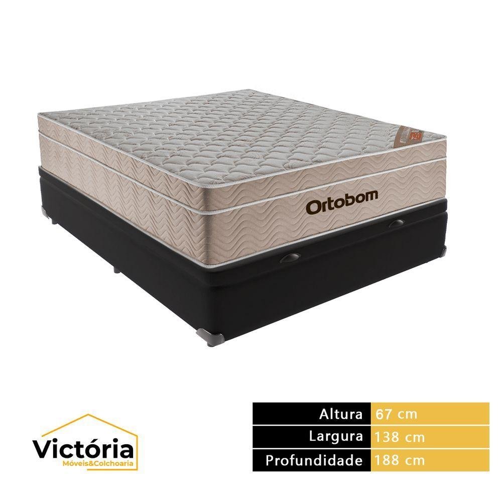 Cama Box com Baú Casal Preta e Colchão Ortobom Airtech Molas Ensacadas - 5