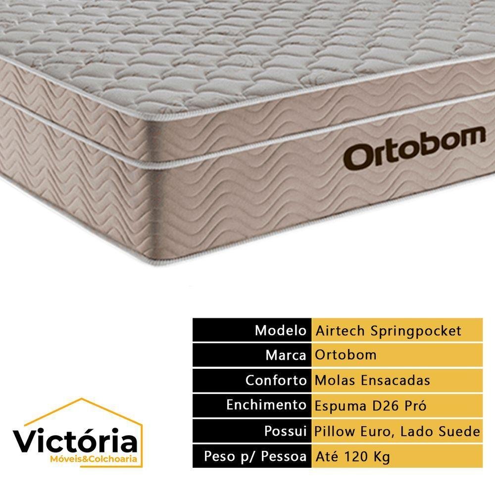 Cama Box com Baú Casal Preta e Colchão Ortobom Airtech Molas Ensacadas - 2