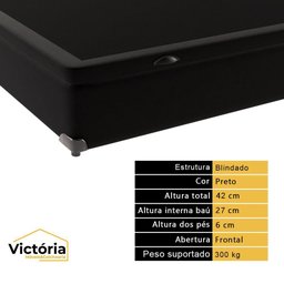Cama Box com Baú Casal Preta e Colchão Ortobom Airtech Molas Ensacadas - 4