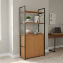 Ver imagem 6 de Conjunto 3 Estantes de Livros Industrial em Aço com 6 Portas 216cm x 151cm