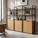 Ver imagem 1 de Conjunto 3 Estantes de Livros Industrial em Aço com 6 Portas 216cm x 151cm