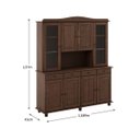 Ver imagem 2 de Conjunto Rubi: Cristaleira, Balcão 4 Portas, Mesa 2 Bancos 2 Cadeiras Café Madeira Pinus - Finestra
