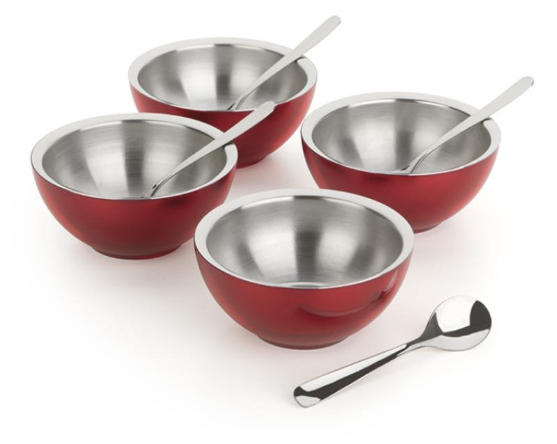 Conjunto Para Sobremesa Vermelho Bowl Vision Inox