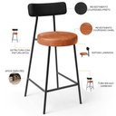 Ver imagem 4 de Kit 02 Banquetas Baixa Cozinha Sala Jantar Bancada Milão L02 Couríssimo Preto Camel - lyam