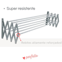 Ver imagem 5 de Varal para Roupa Sanfonado Alumínio 80cm Parede Retrátil para Apartamento