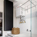 Ver imagem 1 de Varal para Roupa Sanfonado Alumínio 80cm Parede Retrátil para Apartamento