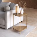 Ver imagem 1 de Mesa Lateral com Prateleira Orgânica Pé Metal Complementos