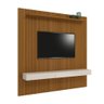 Painel Para Tv Até 75 Polegadas Ripado Impressão 3D Egeo Com Nicho 2,25m Cedro Off White EDN - 2