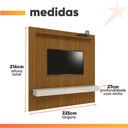Ver imagem 3 de Painel para Tv até 75 Polegadas Ripado Impressão 3d Egeo com Nicho 2,25m Cedro Off White Edn