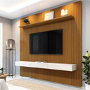 Ver imagem 2 de Painel para Tv até 75 Polegadas Ripado Impressão 3d Egeo com Nicho 2,25m Cedro Off White Edn