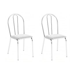 Kit 2 Cadeiras Lisboa Cromada para Cozinha ou Área Gourmet-assento Sintético Branco Gat Magazine - 1