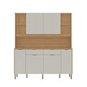 Ver imagem 4 de Armário de Cozinha Compacto Botanika 6 Portas 2 Gavetas Nicho P/micro-ondas 1,79m - Freijó/soft