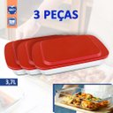 Ver imagem 7 de Kit 3 Assadeira Forma Refratária Marinex 3,7l Retangular Nadir C/tampa