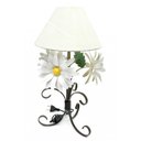 Ver imagem 1 de Abajur Luminária Rústica de Ferro Decorativo com Flores Artesanais - Branco