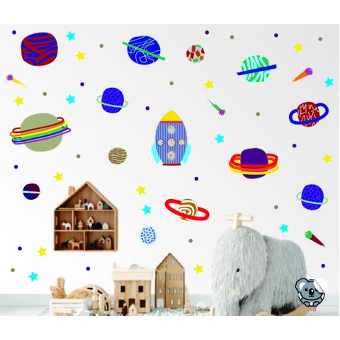 Adesivo de Parede Infantil Galáxia Planetas Espaço