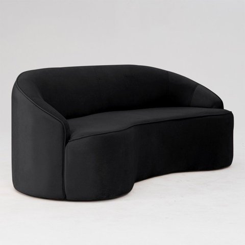 Sofá Curvo Montserrat 150cm 2 Lugares Veludo Preto - Nexta Casa