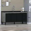 Ver imagem 4 de Gabinete Cozinha 3 Gavetas Armário 100% MDF Multiuso 174cm: Madeirado/Preto