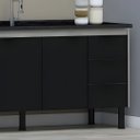 Ver imagem 3 de Gabinete Cozinha 3 Gavetas Armário 100% MDF Multiuso 174cm: Madeirado/Preto