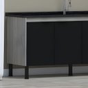 Ver imagem 2 de Gabinete Cozinha 3 Gavetas Armário 100% MDF Multiuso 174cm: Madeirado/Preto