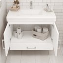 Ver imagem 2 de Kit para Banheiro com Bancada de Vidro 60 cm e Espelho Vitral - Branca