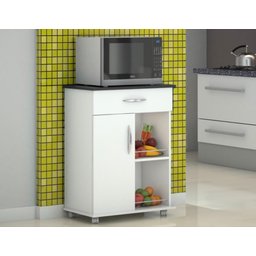 Fruteira para Cozinha Balcão com Rodinhas Preto 1 Porta 1 Gaveta - 6