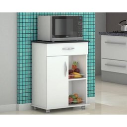 Fruteira para Cozinha Balcão com Rodinhas Preto 1 Porta 1 Gaveta - 4