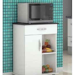 Fruteira para Cozinha Balcão com Rodinhas Preto 1 Porta 1 Gaveta - 3
