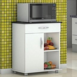 Fruteira para Cozinha Balcão com Rodinhas Preto 1 Porta 1 Gaveta - 5
