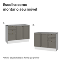 Ver imagem 5 de Conjunto Gabinete para Banheiro 110cm 3 Gavetas 3 Portas Branco/Cinza Vik Madesa 01